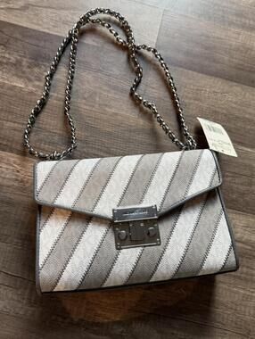 Michael Kors Rose Medium Flap Shoulder Bag - PRL Grey Multi